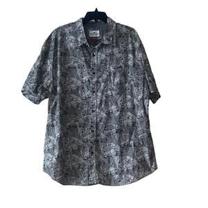 ditch plains Men's Black and White Leaf Print Casual Shirt